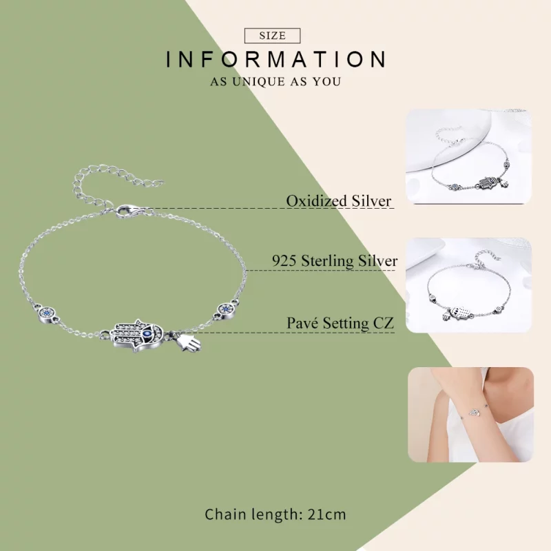 (image pour) Bracelet Style PANDORA Main de Fatima - SCB079 - Afficher 5