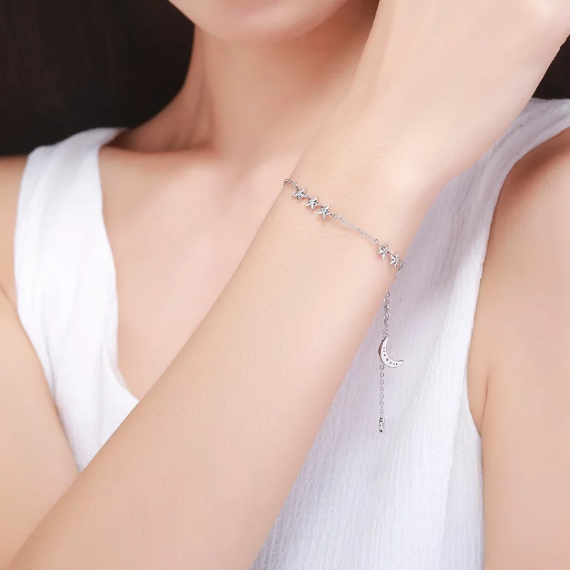 (image pour) Bracelet Style PANDORA Murmure d'étoile et de lune - SCB007 - Afficher 3