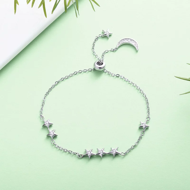 (image pour) Bracelet Style PANDORA Murmure d'étoile et de lune - SCB007 - Afficher 5