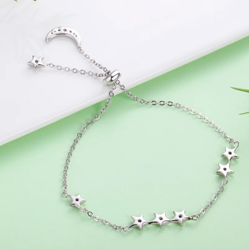 (image pour) Bracelet Style PANDORA Murmure d'étoile et de lune - SCB007 - Afficher 6