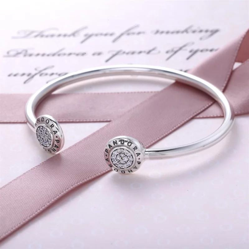 (image pour) Bracelet Jonc Ouvert PANDORA Signature - 590528CZ - Afficher 2