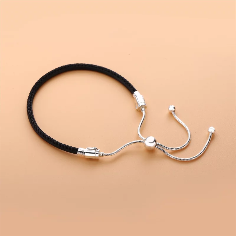 (image pour) Bracelet Moments Coulissant en Cuir, Noir PANDORA France - 597225CBK - Afficher 2