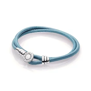 (image pour) Bracelet Moments Double en Cuir, Turquoise PANDORA France - 597194CTQ-D