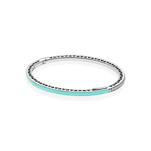 Cœurs radieux de PANDORA, émail menthe vive et cz incolore - 590537en105 (image pour) Cœurs radieux de PANDORA, émail menthe vive et cz incolore - 590537en105