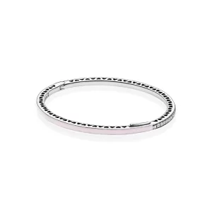 (image pour) Cœurs radieux de PANDORA, émail rose tendre et cz incolore - 590537EN68