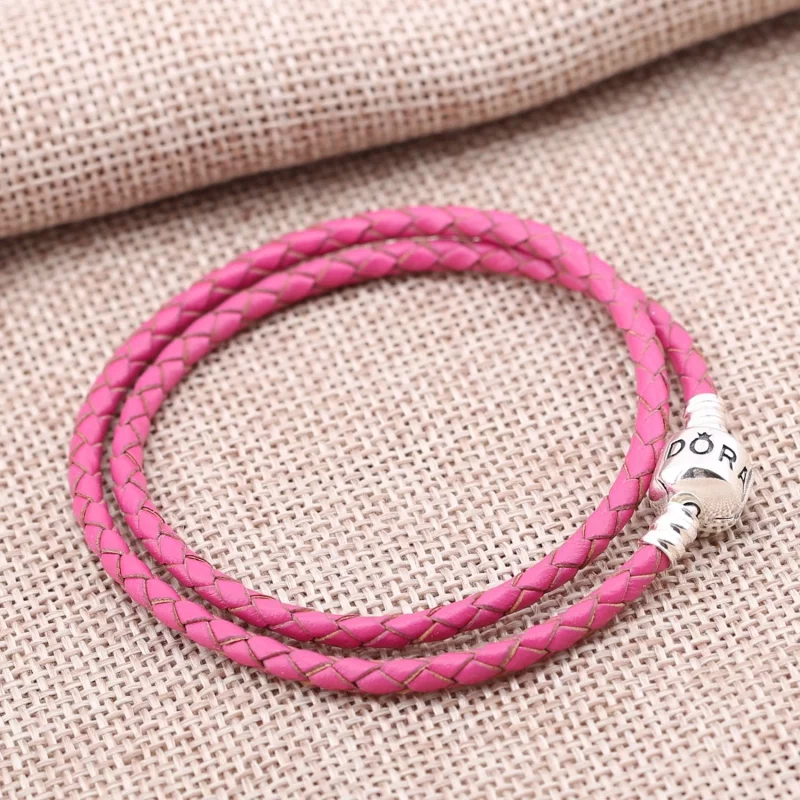 (image pour) PANDORA - Bracelet Cuir Tressé, Double cuir bleu - 590705CDB-R - Afficher 2
