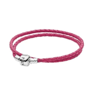 (image pour) PANDORA - Bracelet Cuir Tressé, Double cuir bleu - 590705CDB-R