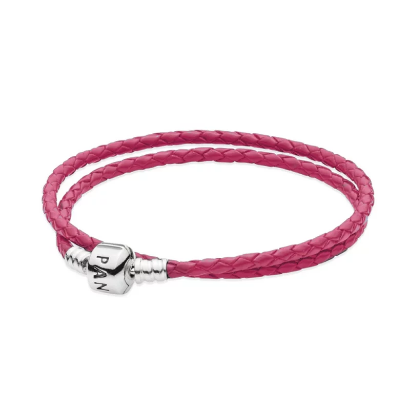 (image pour) PANDORA - Bracelet Cuir Tressé, Double cuir bleu - 590705CDB-R