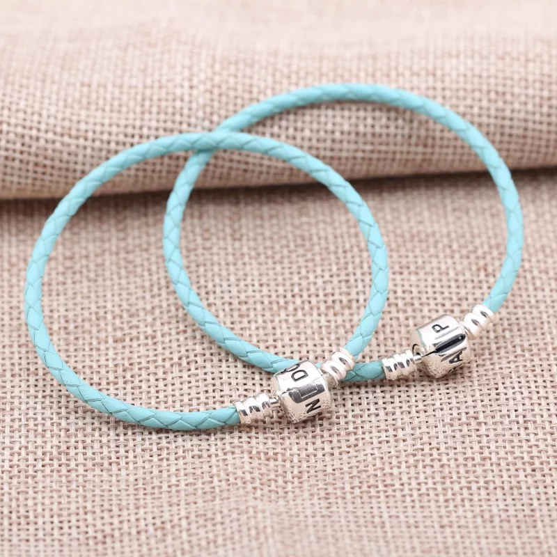 (image pour) PANDORA - Bracelet en Cuir Tressé Bleu clair - 590705CRD-BC - Afficher 2