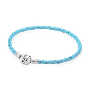(image pour) PANDORA - Bracelet en Cuir Tressé Bleu clair - 590705CRD-BC