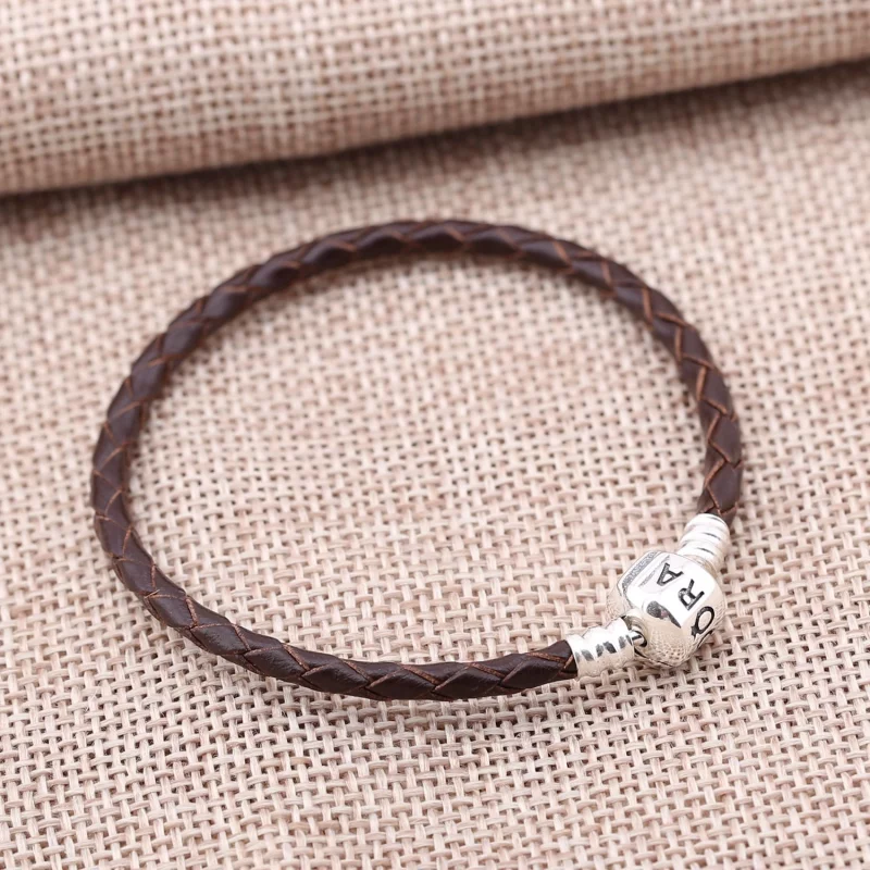 (image pour) PANDORA - Bracelet en Cuir Tressé Brown - 590705CRD-M - Afficher 2