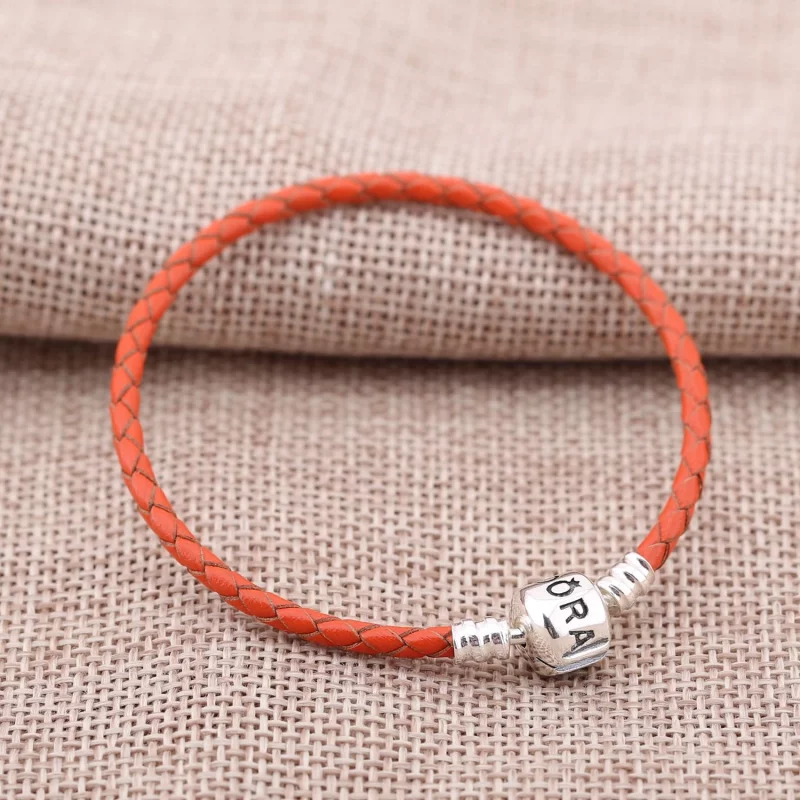 (image pour) PANDORA - Bracelet en Cuir Tressé Orange - 590705CRD-R - Afficher 2