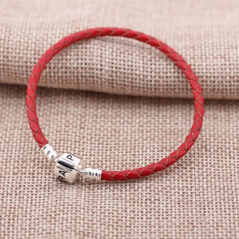 (image pour) PANDORA - Bracelet en Cuir Tressé Rouge - 590705CRD-RO - Afficher 2