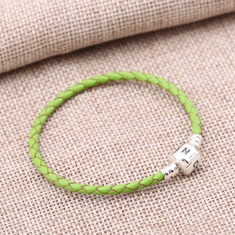 (image pour) PANDORA - Bracelet en Cuir Tressé Vert clair - 590705CRD-VT - Afficher 2