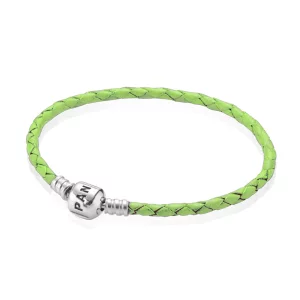 (image pour) PANDORA - Bracelet en Cuir Tressé Vert clair - 590705CRD-VT