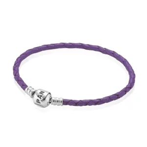 (image pour) PANDORA - Bracelet en Cuir Tressé Violet - 590705CRD-V