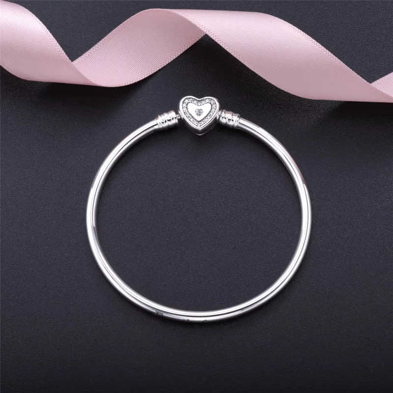 (image pour) PANDORA - Bracelet Jonc Moments en Argent, Cœur de l'Espoir - 590729CZ - Afficher 2