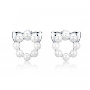 Clous d'Oreilles Style PANDORA Chat perlé - SCE688