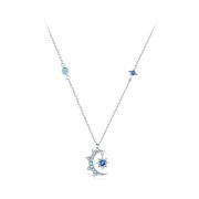 Collier style Pandora avec pendentif en forme de lune et étoile - BSN347