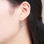 Pendants d'Oreilles Style PANDORA Feuilles Amoureuses - SCE215