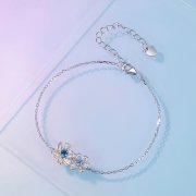 Bracelet à chaîne avec fleur bleue de style Pandora - BSB138