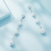 Boucles d'oreilles à pompon et perle de style Pandora - SCE1601