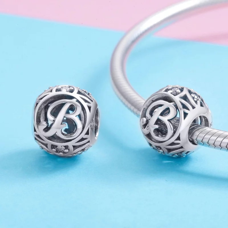(image pour) Breloque de style Pandora avec lettre B - SCC738-B - Afficher 3