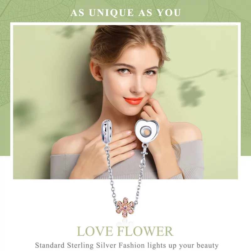 (image pour) Chaîne de Confort Style PANDORA Fleur d'amour - SCC1113 - Afficher 2