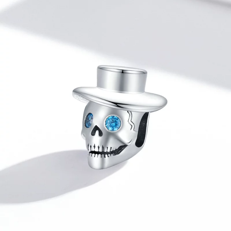 (image pour) Charm de style Pandora avec crâne de gentleman - BSC525 - Afficher 2