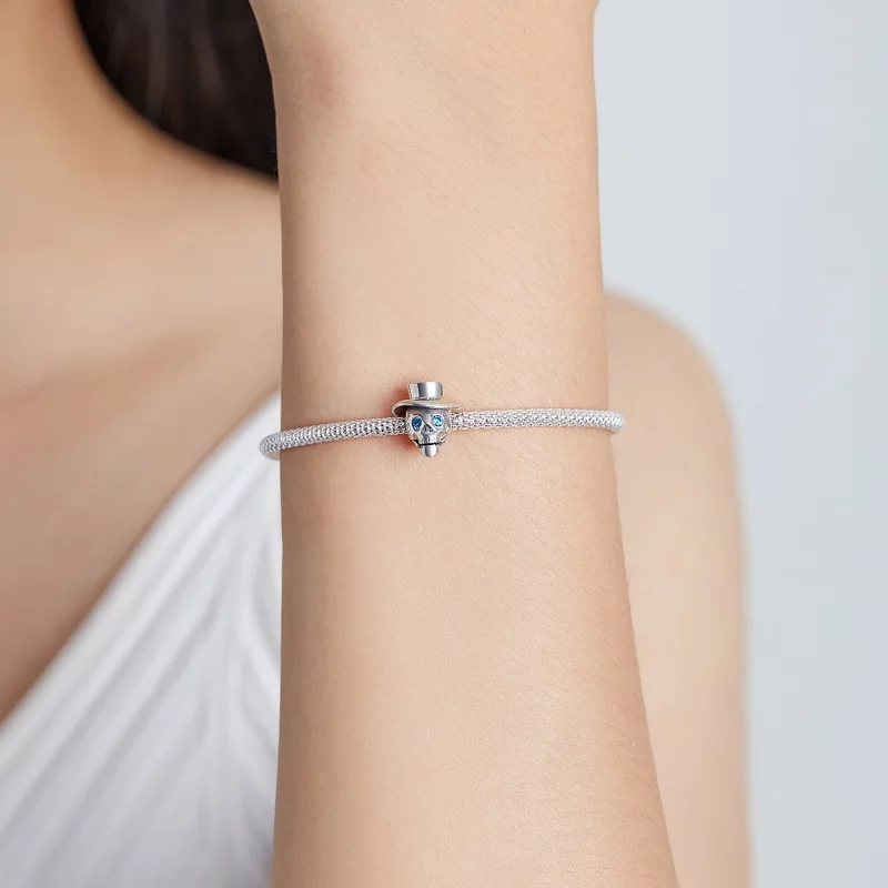 (image pour) Charm de style Pandora avec crâne de gentleman - BSC525 - Afficher 5