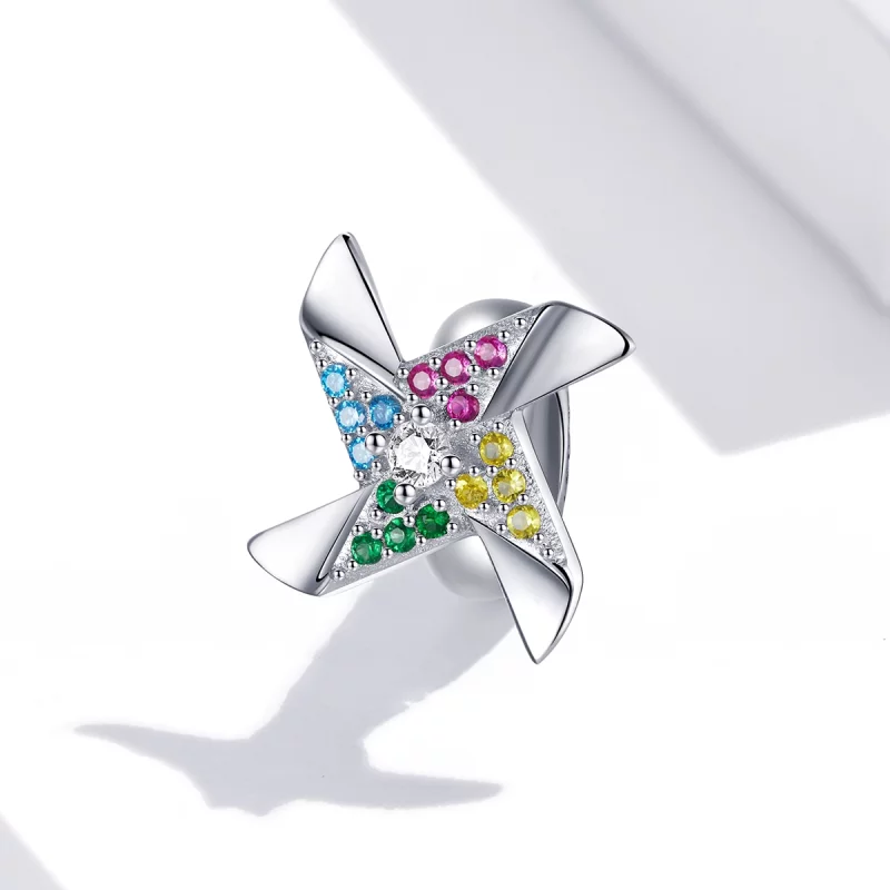 (image pour) Charm de style Pandora avec moulin à vent coloré - SCC1766 - Afficher 2