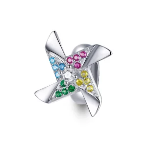 (image pour) Charm de style Pandora avec moulin à vent coloré - SCC1766
