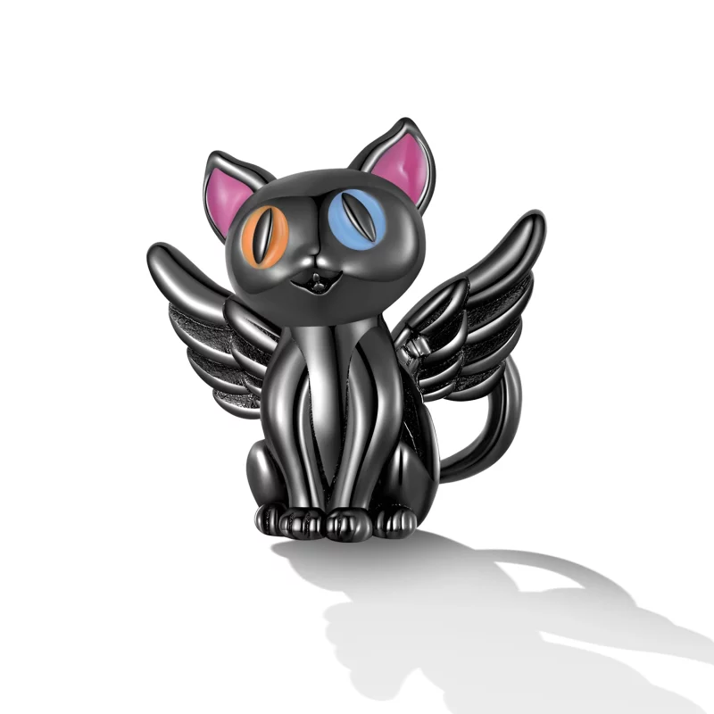 (image pour) Charm de style Pandora avec un ange chat - SCC2299-BK - Afficher 2