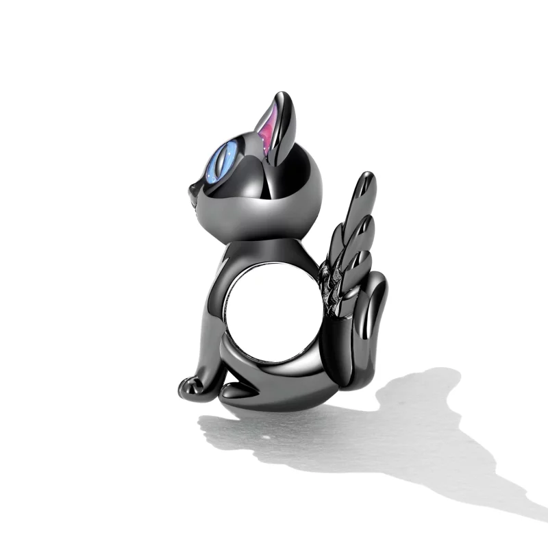 (image pour) Charm de style Pandora avec un ange chat - SCC2299-BK - Afficher 3