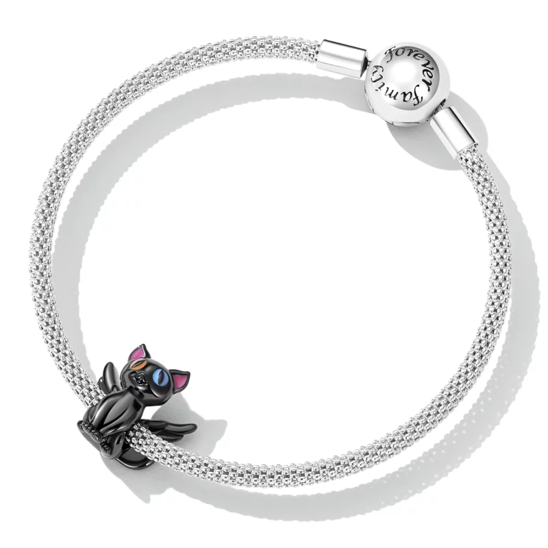 (image pour) Charm de style Pandora avec un ange chat - SCC2299-BK - Afficher 5
