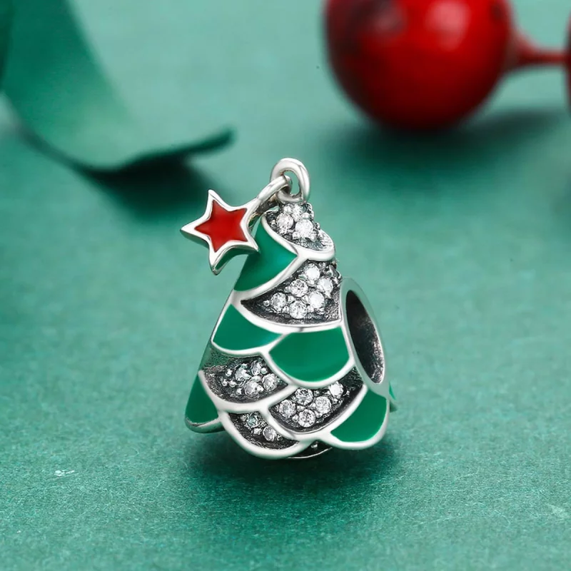 (image pour) Charm de style Pandora avec un arbre de Noël - SCC307 - Afficher 3