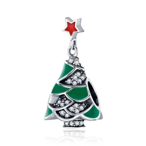 (image pour) Charm de style Pandora avec un arbre de Noël - SCC307