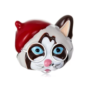 (image pour) Charm de style Pandora avec un chat siamois - SCC2090