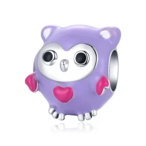 (image pour) Charm de style Pandora en forme de hibou amusant - SCC1932