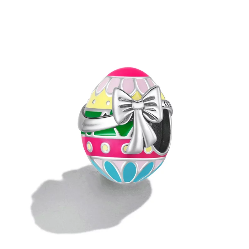 (image pour) Charm de style Pandora œuf de Pâques avec nœud - SCC2119 - Afficher 2