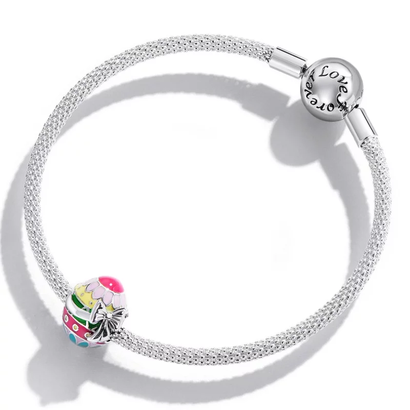 (image pour) Charm de style Pandora œuf de Pâques avec nœud - SCC2119 - Afficher 3