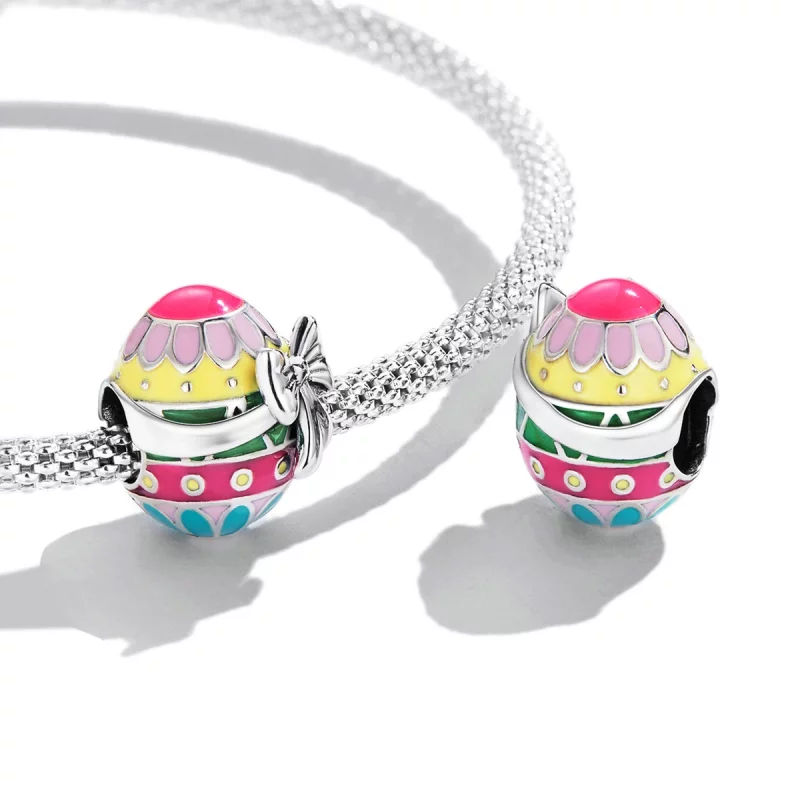 (image pour) Charm de style Pandora œuf de Pâques avec nœud - SCC2119 - Afficher 4
