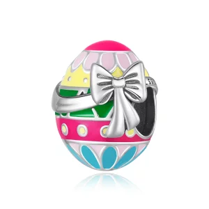 (image pour) Charm de style Pandora œuf de Pâques avec nœud - SCC2119