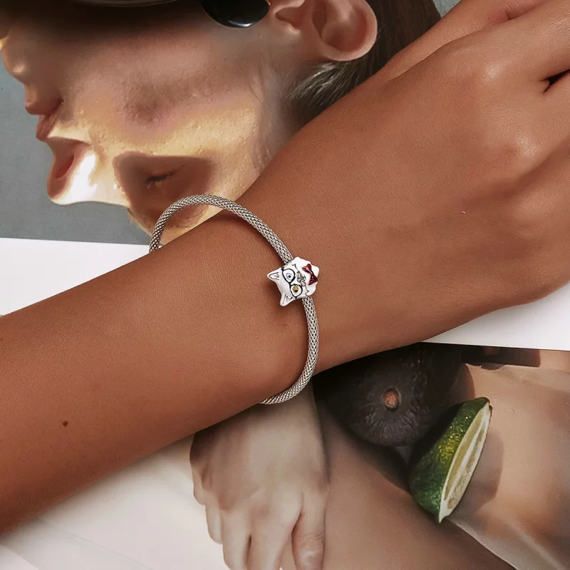 (image pour) Charm en forme de chat blanc de style Pandora - SCC2093 - Afficher 6