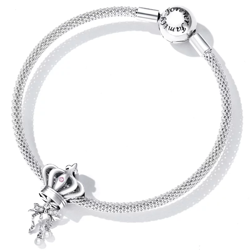 (image pour) Charm en forme de couronne avec nœud style Pandora - SCC2259 - Afficher 6