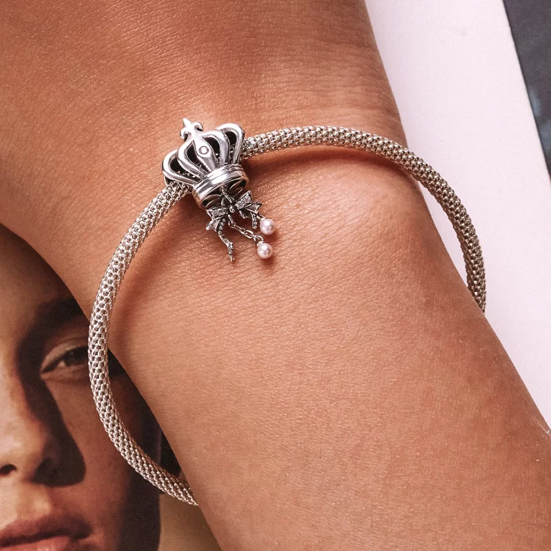 (image pour) Charm en forme de couronne avec nœud style Pandora - SCC2259 - Afficher 7