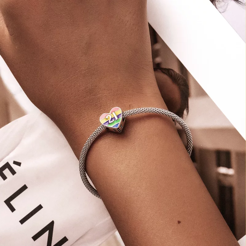 (image pour) Charm en forme de cœur arc-en-ciel de style Pandora - BSC548 - Afficher 5