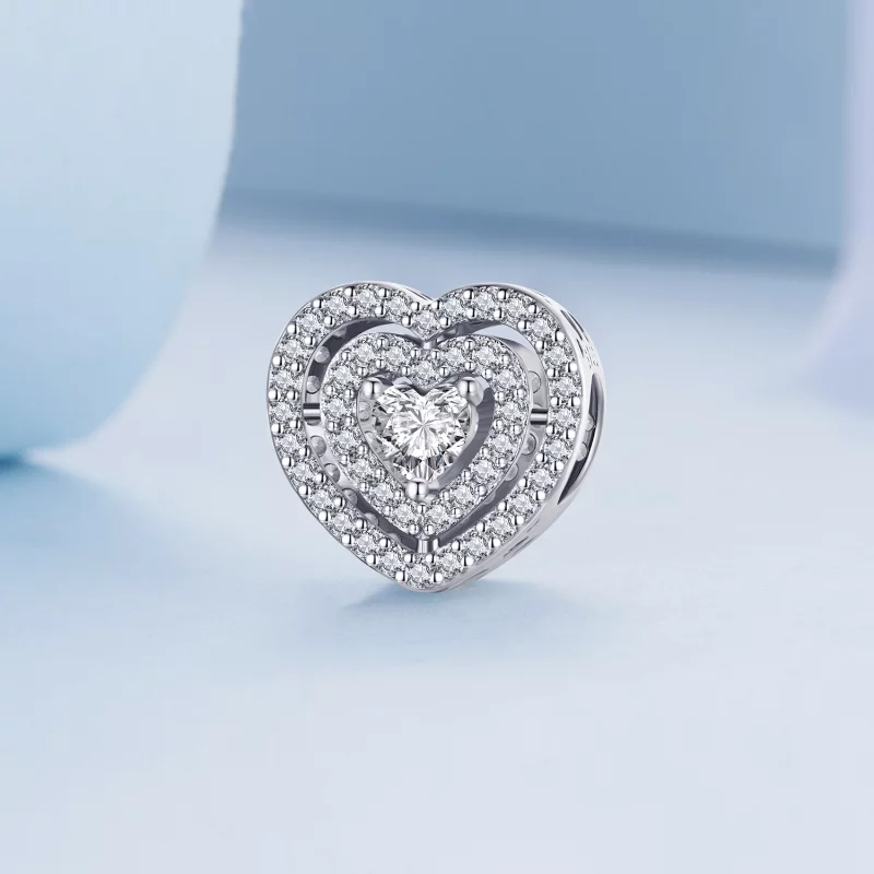 (image pour) Charm en forme de cœur scintillant de style Pandora - BSC662 - Afficher 2