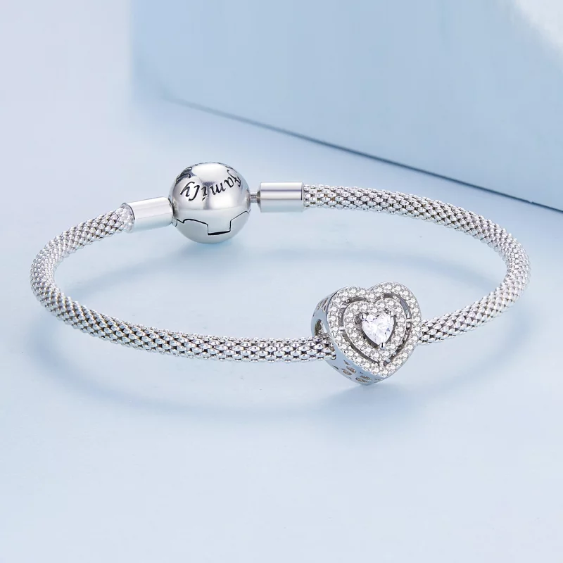 (image pour) Charm en forme de cœur scintillant de style Pandora - BSC662 - Afficher 4