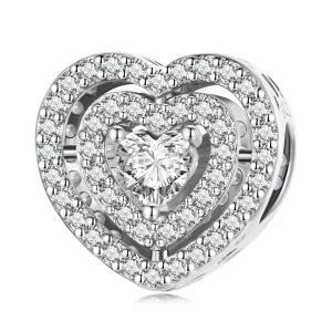Charm en forme de cœur scintillant de style Pandora - BSC662 (image pour) Charm en forme de cœur scintillant de style Pandora - BSC662